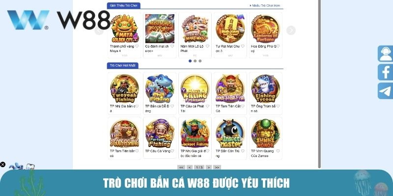 Trò chơi bắn cá w88 được yêu thích